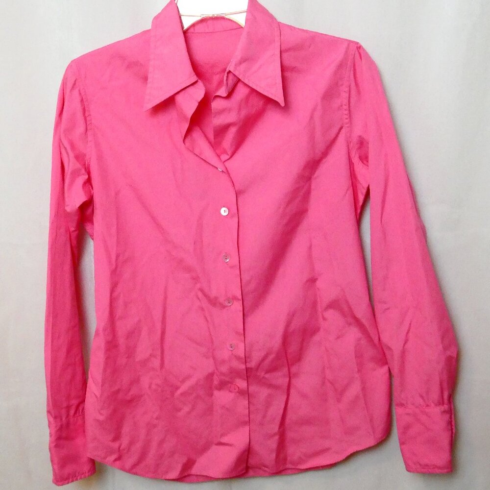 Vintage Pink Dagger Collar Button-Down Shirt Women's